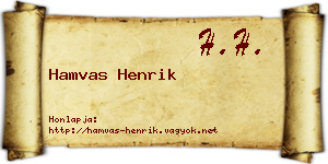 Hamvas Henrik névjegykártya